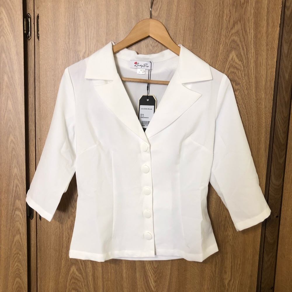 Lindy Bop White Button-Down Blouse